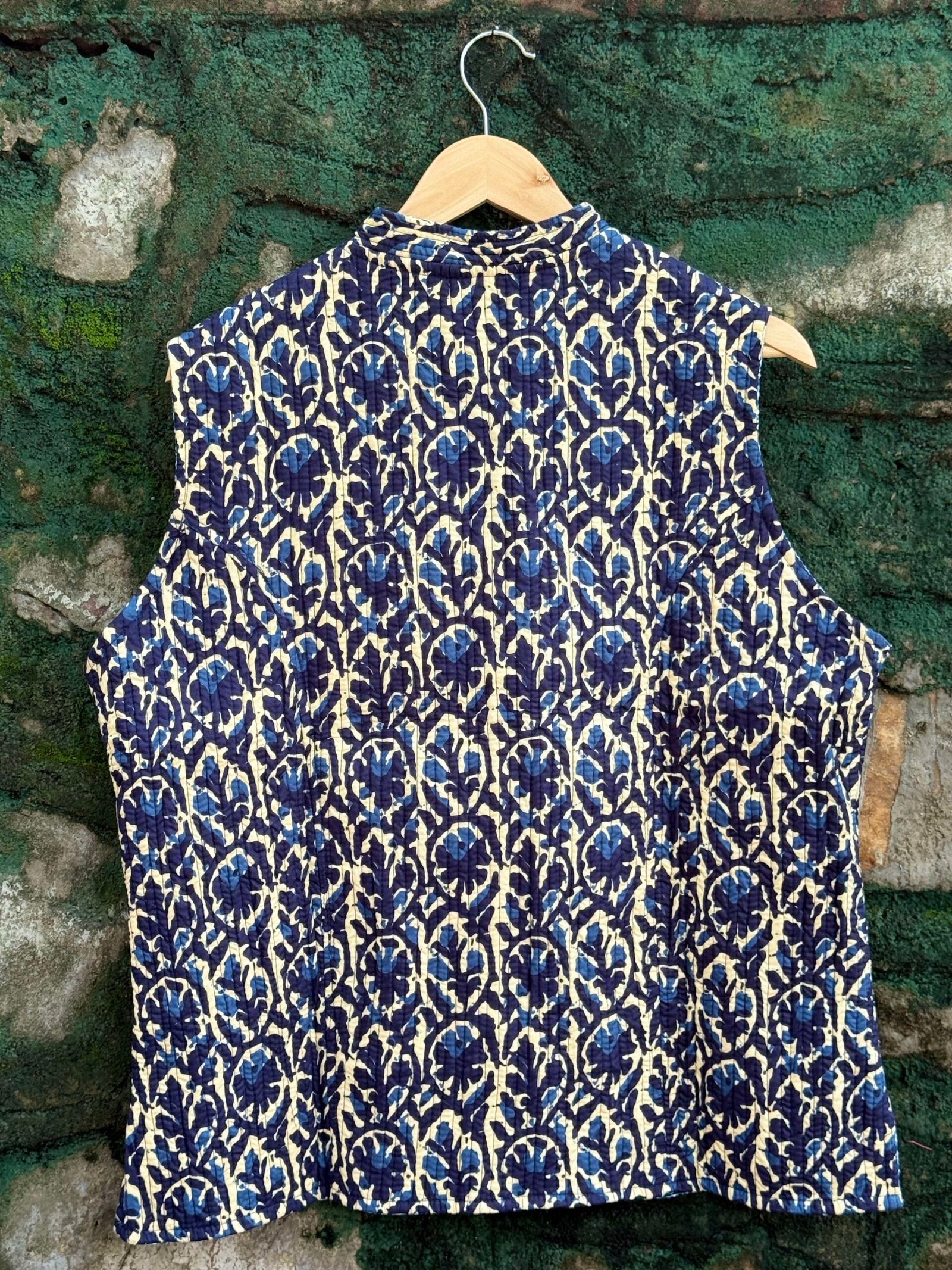 Womens Navy Blue Velvet Embroidered Jacket with Floral Design - Image 3